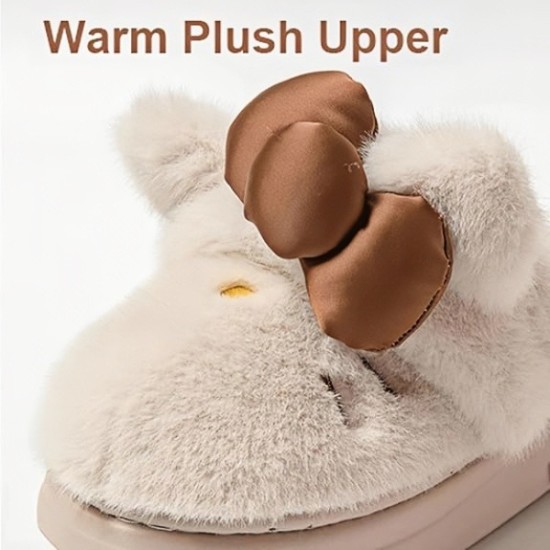 Women's Adorable Cartoon Embroidery Plush Slippers, Cartoon Print Plush Slippers, Bow Decor Plush Slippers Women's Adorable Cartoon Embroidery Plush Slippers, Cartoon Print Plush Slippers, Bow Decor Plush Slippers
