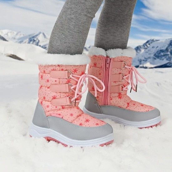 Kids Girls Insulated Fur Winter Warm Snow Boots Kids Girls Insulated Fur Winter Warm Snow Boots