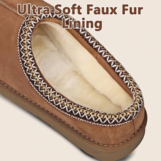 Women's Slippers Platform Mini Boots Short Ankle Anti-Slip Boot Fur Fleece Lined Sneakers House slippers Boot For Outdoor