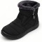 Winter Snow Zip Up Boots for Women, Fur Lined Warm Ankle Booties, Outdoor Anti-slip Waterproof Comfortable Short Boot
