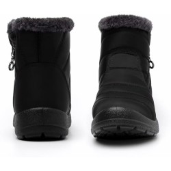 Winter Snow Zip Up Boots for Women, Fur Lined Warm Ankle Booties, Outdoor Anti-slip Waterproof Comfortable Short Boot