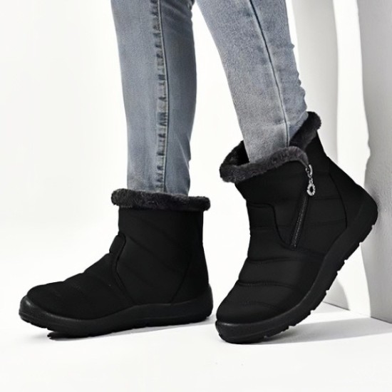 Winter Snow Zip Up Boots for Women, Fur Lined Warm Ankle Booties, Outdoor Anti-slip Waterproof Comfortable Short Boot Winter Snow Zip Up Boots for Women, Fur Lined Warm Ankle Booties, Outdoor Anti-slip Waterproof Comfortable Short Boot
